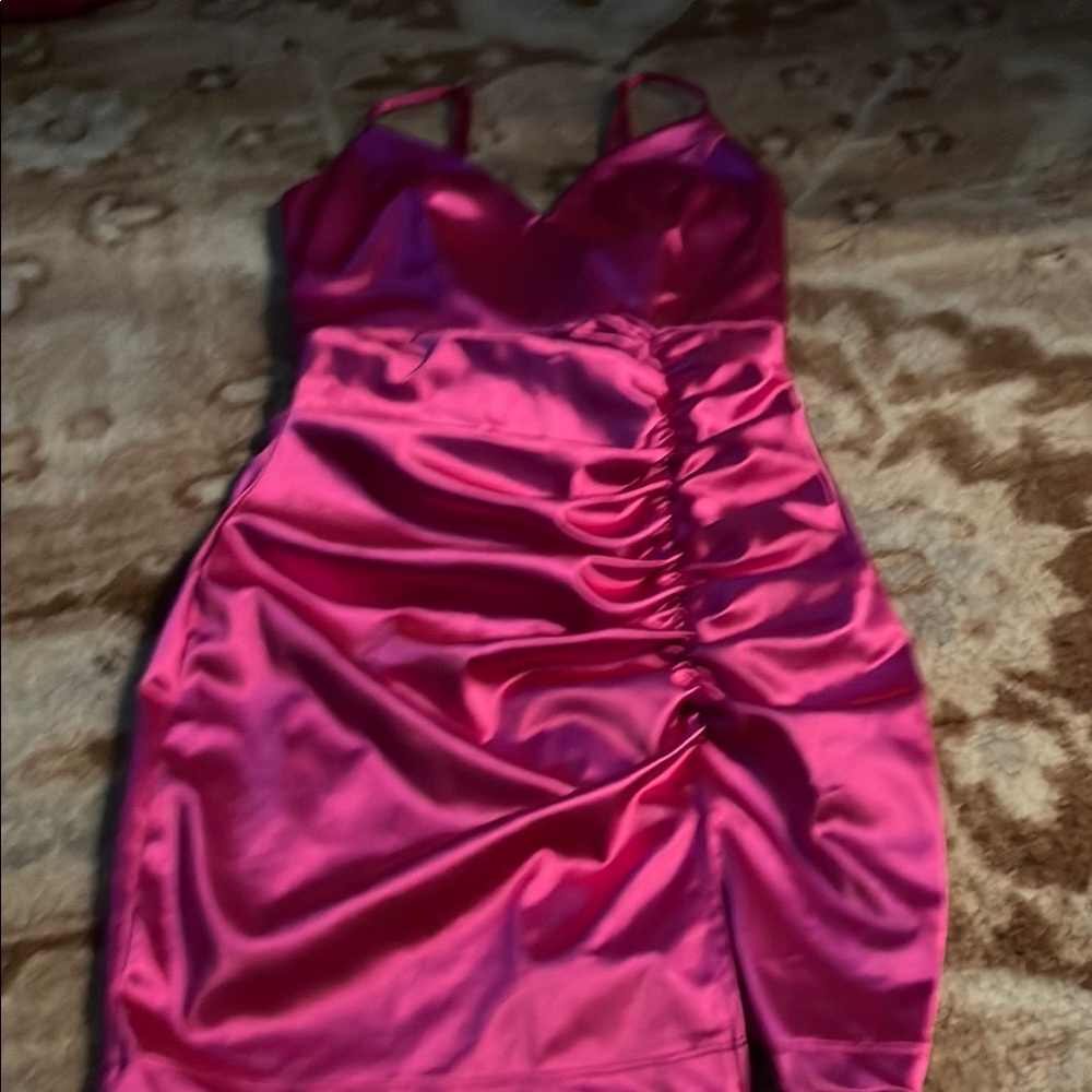 Honey and Rosie Pink Satin Mini Dress